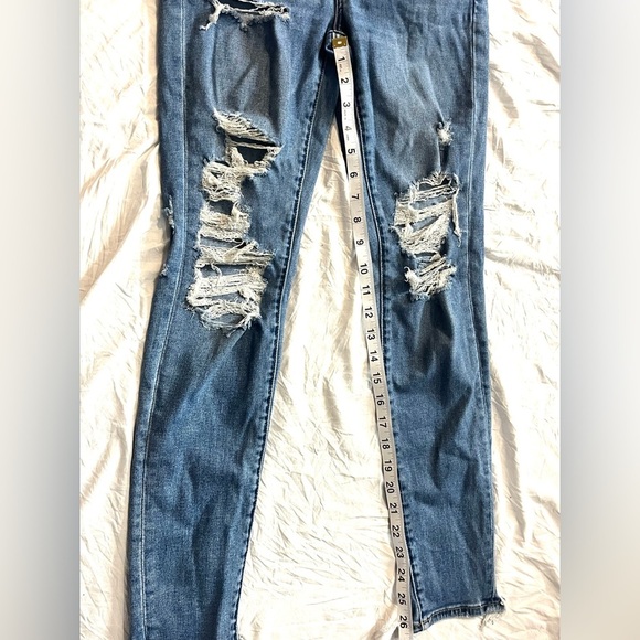 American Eagle Distressed Super Hi-Rise Jegging Blue Jeans Women’s Size 6 - Picture 8 of 16